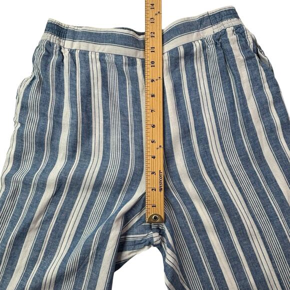 Anthropologie Maeve Women's Size 8 Striped Linen Blend Elastic Waist‎ Crop Pants - Picture 13 of 16
